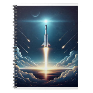 Caderno Espiral Lançamento de foguete SpaceX no céu