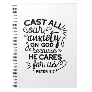Caderno Espiral Lance Toda a Sua Ansiedade – 1 Pedro 5:7 Versículo