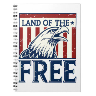 Caderno Espiral Land of the Free - Vintage USA Eagle Graphic