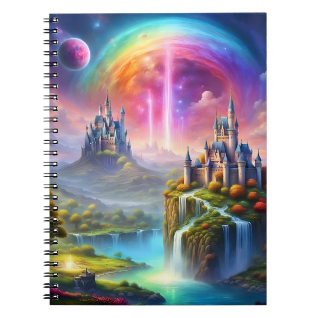 Caderno Espiral landscape with magical castles and bright colors  (Frente)