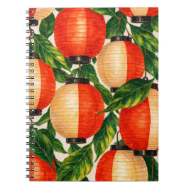 Caderno Espiral Lanterna de Papel Japonesa Vermelha