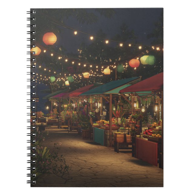Caderno Espiral Lanterna Lit Market Stalls Art Notebook (Frente)