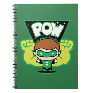 Caderno Espiral Lanterna Verde Chibi Formando Punhos Gigantes