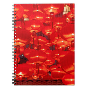 Caderno Espiral Lanternas vermelhas tradicionais decoradas para os