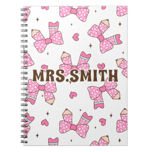 Caderno Espiral Lápis com Laço Coquette Nome Personalizado
