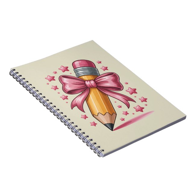 Caderno Espiral Lápis Coquete Laço Agradecimento Professores Escol (Lado Direito)