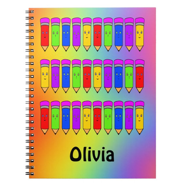Caderno Espiral Lápis Felizes! Bloco de Notas de Foto Espiral (Frente)