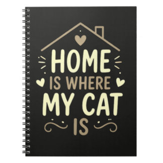 Caderno Espiral Lar é Onde Meu Gato Está Gato Amante Citação