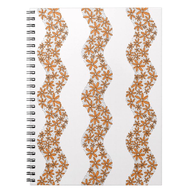 Caderno Espiral Laranja de Flor Cinzento (Frente)