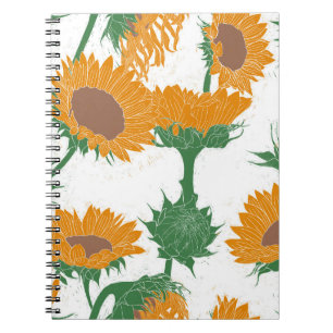 Caderno Espiral Laranja de Impressão de madeira