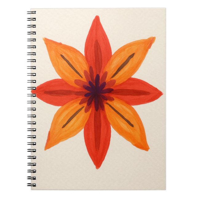Caderno Espiral Laranja Floral Watercolor (Frente)