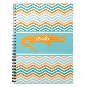 Caderno Espiral Laranja Gator no notebook personalizado Chevron