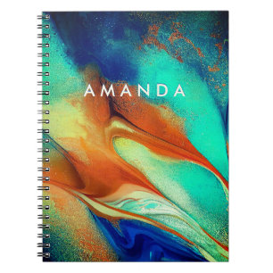 Caderno Espiral Laranja-laranja-luxo, dourado-dourado-dourado-márm