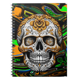 Caderno Espiral Laranja Preto e Açúcar Verde limão Arte Crônica