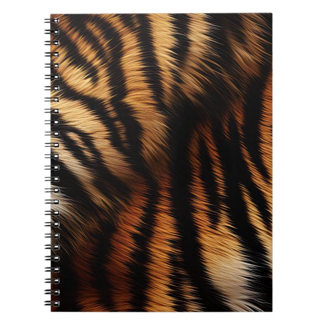 Caderno Espiral Laranja Preto Tigre Impressão Animal (Frente)