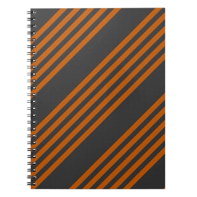 Caderno Espiral Laranja queimada e carvão cinco padrões de distrib (Frente)