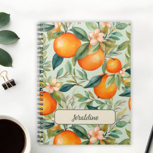 Caderno Espiral Laranja Tangerina em Aquarela Vintage