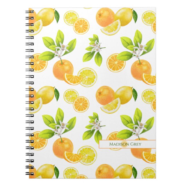 Caderno Espiral Laranjas e Limões de Arte de Frutas Citrinos (Frente)