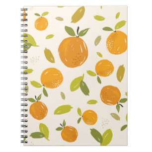 Caderno Espiral Laranjas pintadas à mão design de fruta de padr