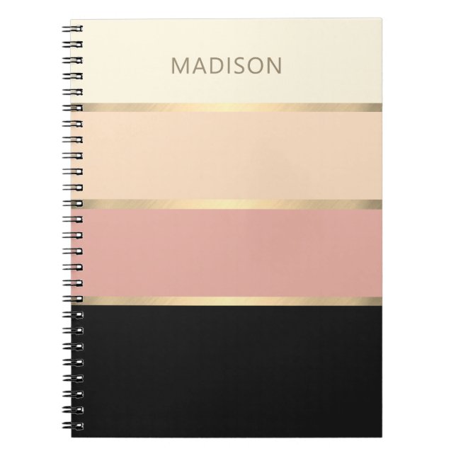 Caderno Espiral Largura Largura De Monograma De Blush (Frente)