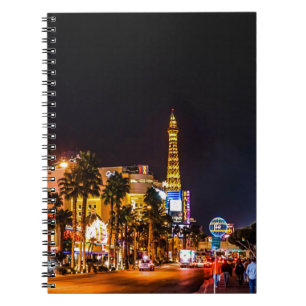 Caderno Espiral Las Vegas Night Lights Strip Eiffel Tower Casino