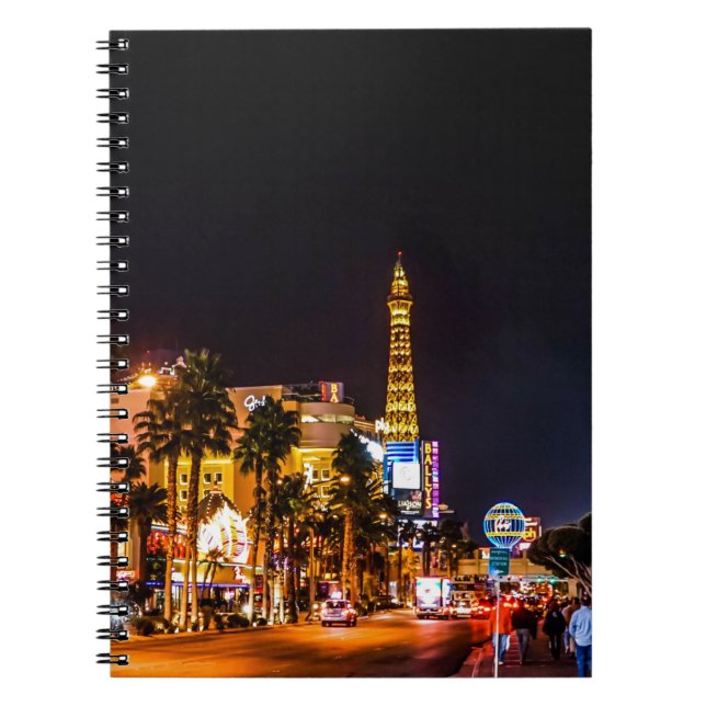 Caderno Espiral Las Vegas Night Lights Strip Eiffel Tower Casino (Frente)