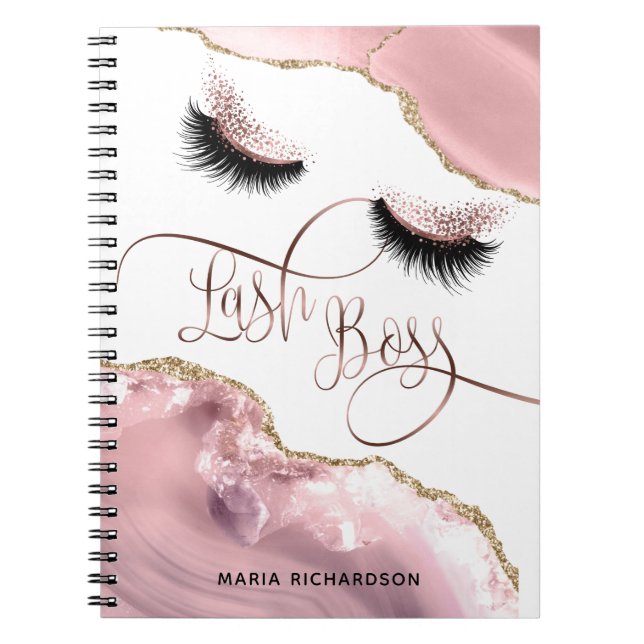 Caderno Espiral Lash Boss Makeup Olhos-da-sobrancelha Lashes Rosa- (Frente)