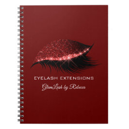 Caderno Espiral Lashes Extensão Olhos Vermelhos Prateados Lixeira