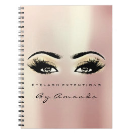 Caderno Espiral Lashes Extension Eyes Makeup Artist Champaigne
