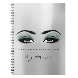 Caderno Espiral Lashes Extension Eyes Makeup Artist Cinza Teal
