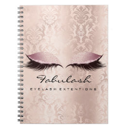 Caderno Espiral Lashes Extension Eyes Makeup Artist Damask Pink