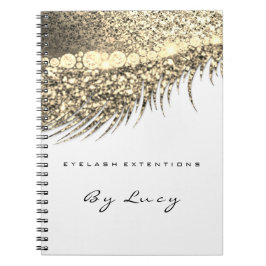 Caderno Espiral Lashes Extension Eyes Makeup Artist White Dourado