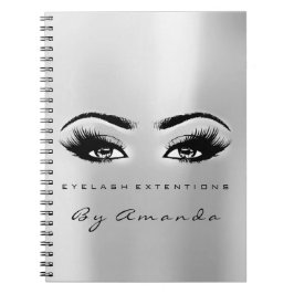 Caderno Espiral Lashes Extension Eyes Makeup Artista Cinza Prata