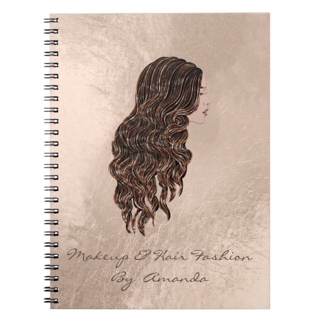 Caderno Espiral Lashes Hair Stylist Makeup Artista Cobre Sereia (Frente)