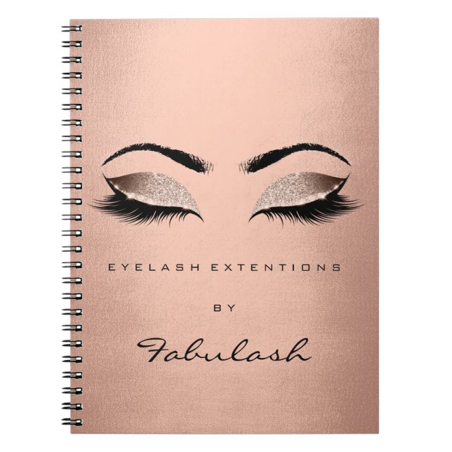 Caderno Espiral Lashes olhos brilhantes Makeup Blush Rosa Nome Dou (Frente)