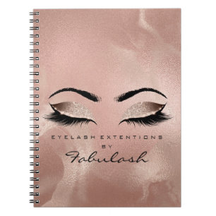Caderno Espiral Lashes olhos brilhantes Makeup Blush Rosa Nome Dou