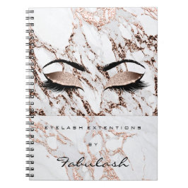 Caderno Espiral Lashes olhos brilhantes Makeup Marble Rosa White N