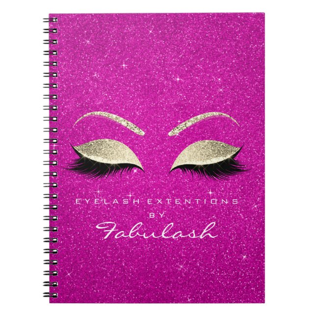 Caderno Espiral Lashes Olhos Brilhantes Maquear Nome Dourado Brilh (Frente)