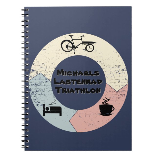 Caderno Espiral Lastenrad Triathlon, eat sleep, personalisiebar (Frente)
