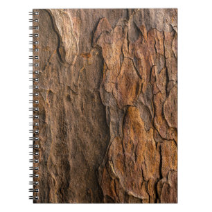 Caderno Espiral Latido de árvore marrom em fotografia de close-up