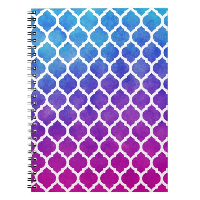 Caderno Espiral Latite marroquina azul-roxa-rosa (Frente)