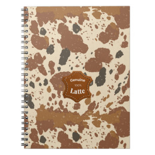 Caderno Espiral Latte 100% Genuíno Estética de Café em Couro de