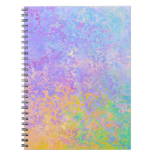 Caderno Espiral Lavanda Abstrato de Tinta de Álcool Pastel Neon