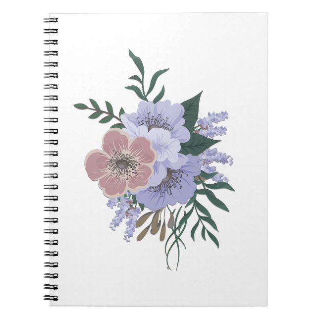 Caderno Espiral Lavanda adorável em Buquê (Frente)