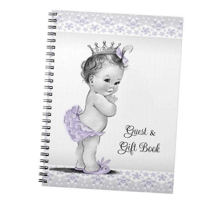 Caderno Espiral Lavanda Cinza Roxo Livro de Presentes de Chá de fr (Have a guest write theme of the guest and the gift for easy thank you cards.)