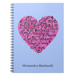 Caderno Espiral Lavanda de Palavras Positivas do Coração Lace Quen