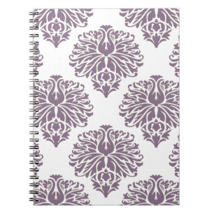 Caderno Espiral Lavanda Elegante Damask