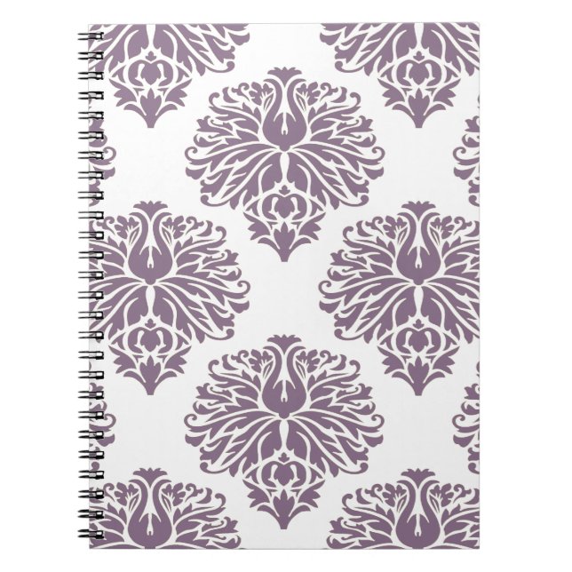 Caderno Espiral Lavanda Elegante Damask (Frente)