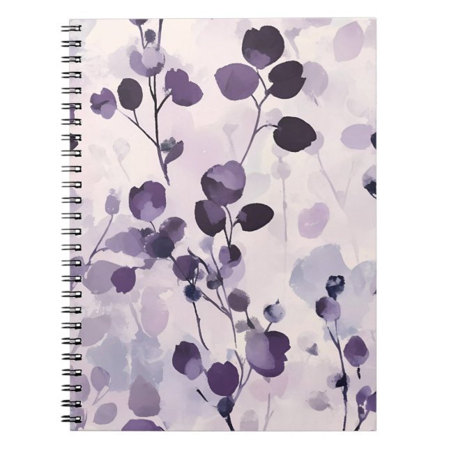 Caderno Espiral Lavanda Eucalyptus Watercolor Floral (Frente)