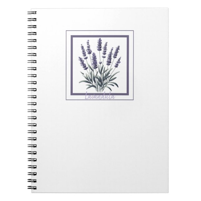Caderno Espiral Lavanda Lavandula Floral Flor Herbal Diário (Frente)